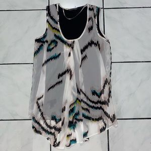 Madison Paige White and Black Mesh Swirls Top